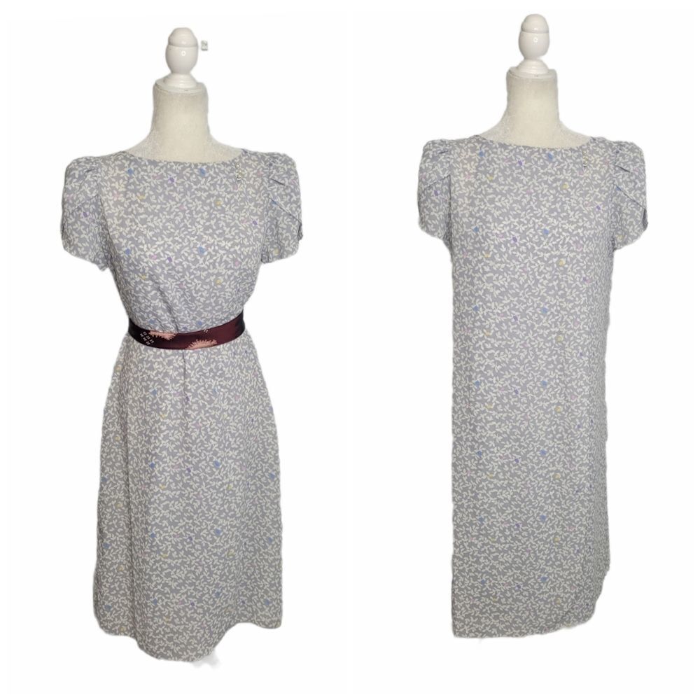 VINTAGE 80s dress Jody California floral cap‎ sleeve wrap S